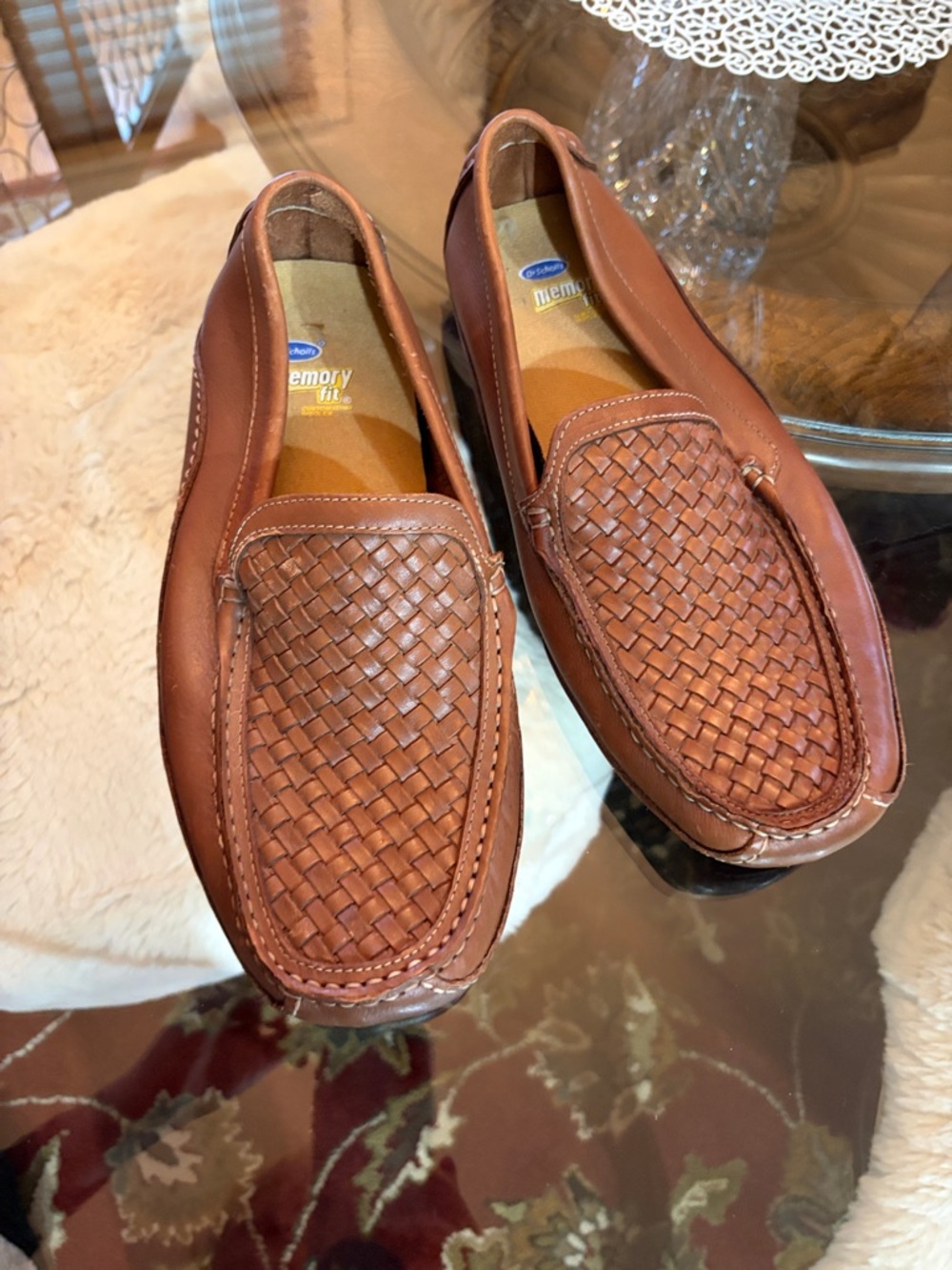 dr scholl's shoes Men's Woven Leather Loafers - Brown